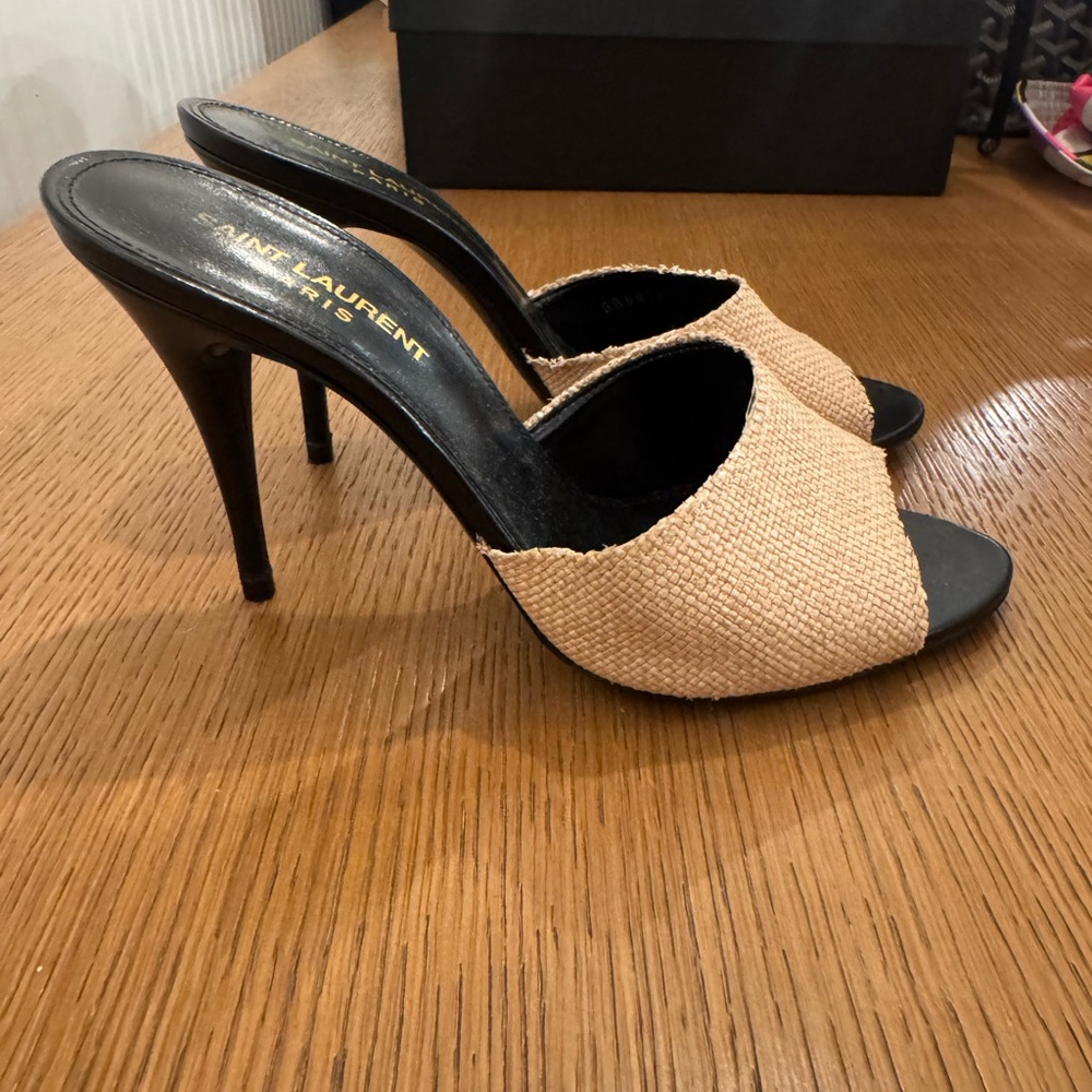 Saint Laurent Black and Cream Heels